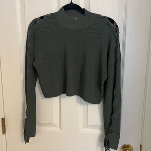 Sage laced/braided sleeves sweater
